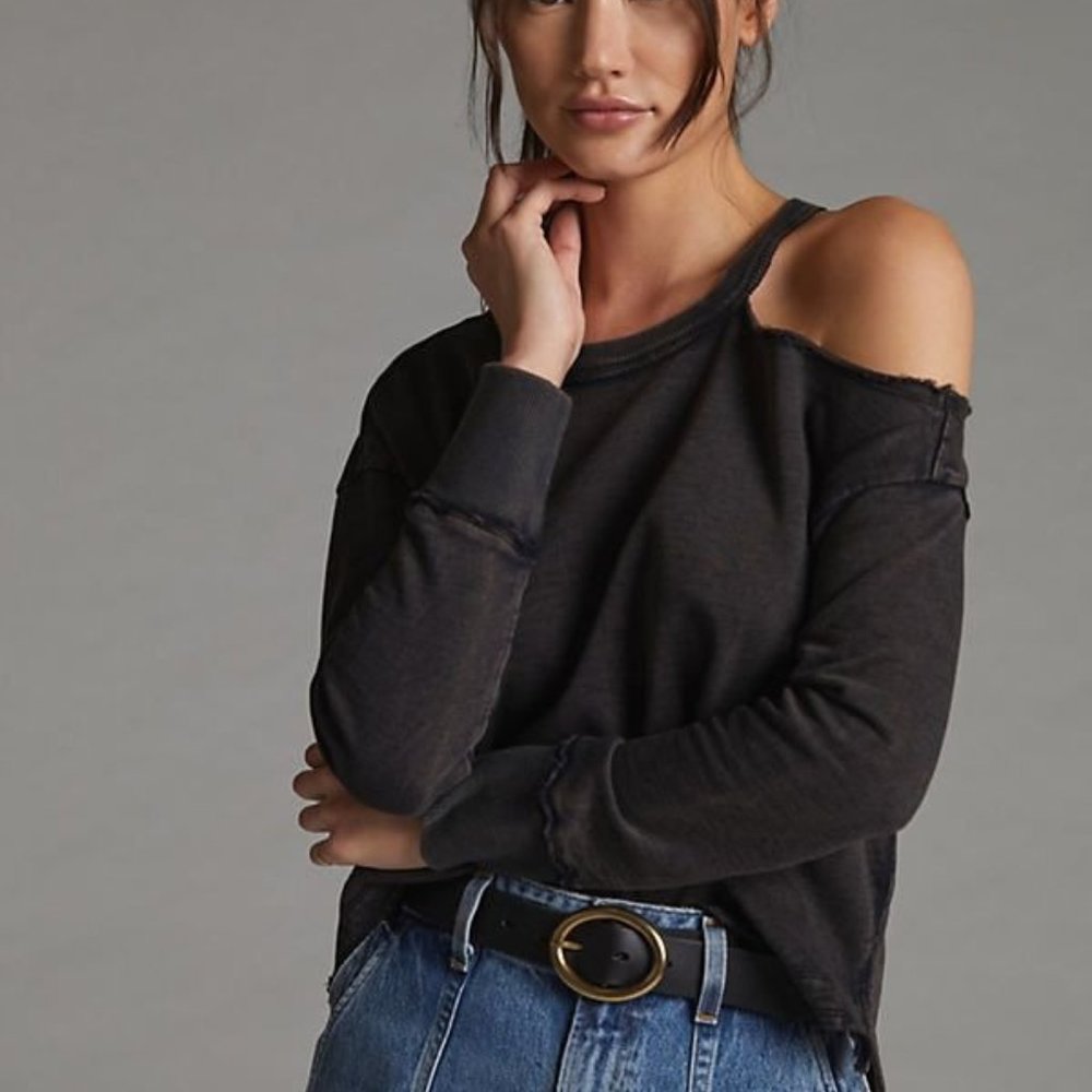 NWOT Anthropologie Pilcro Open Shoulder Pullover Sweatshirt S